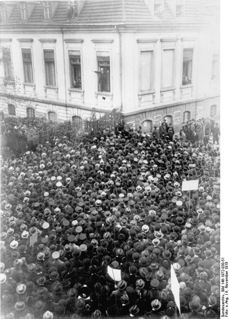 Philipp Scheidemann Giving a Speech from a Window of the Reich Chancellery (November 9, 1918)